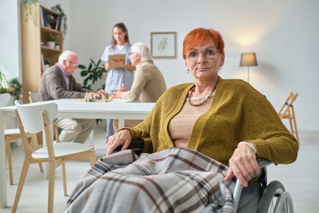 Elderly woman living in nursing home